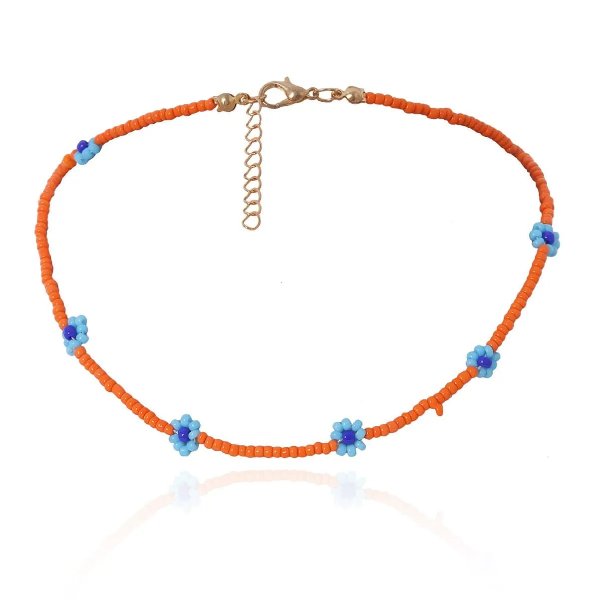 Flower beaded multicolor anklet