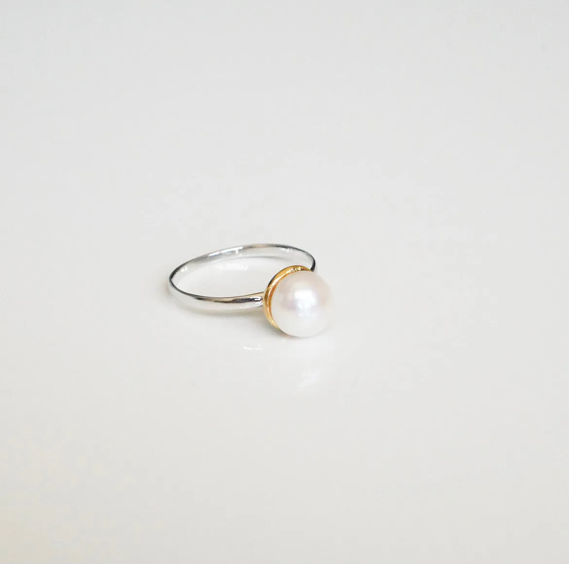 Freshwater Pearl Halo Ring .925 sterling silver