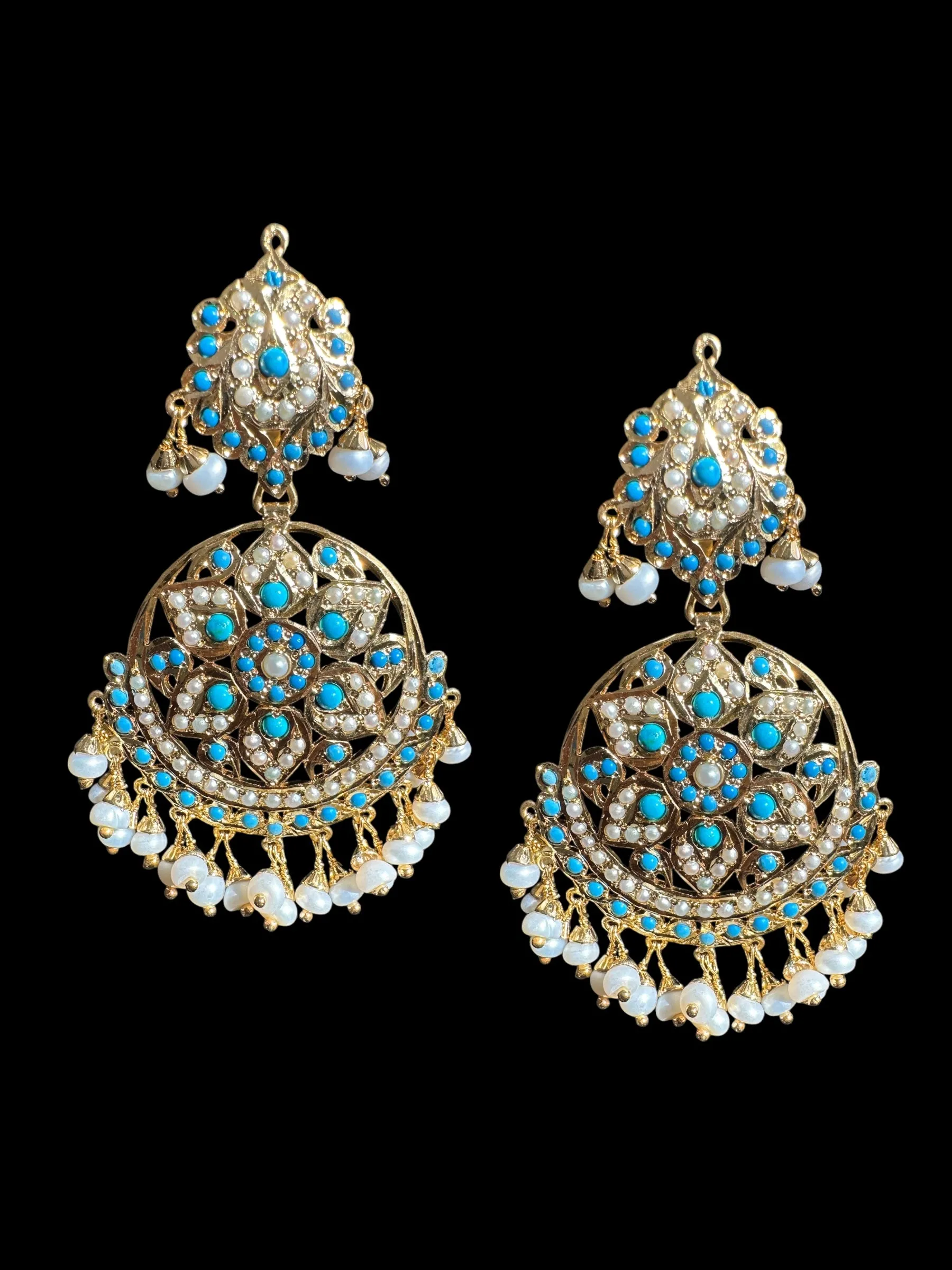 Freya gold plated silver earrings - Turquoise pearl ( READY TO SHIP )