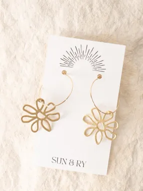 Funky Flower Hoop Earrings