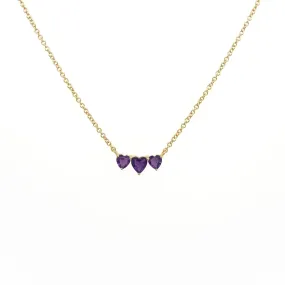 Gemstone Triple Heart Necklace