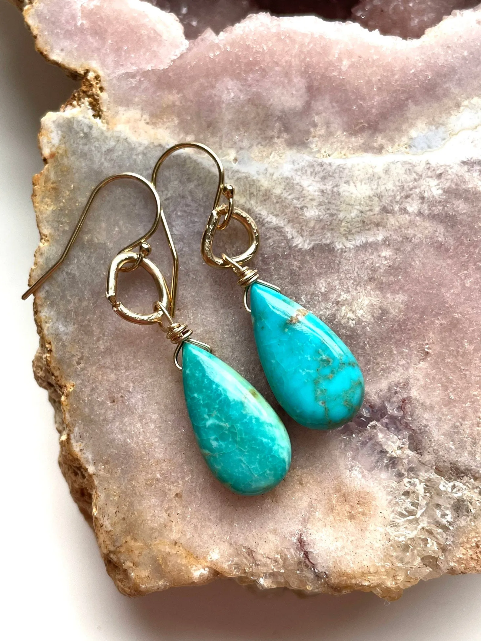 Genuine 14kt Gold Filled Arizona Turquoise Earrings