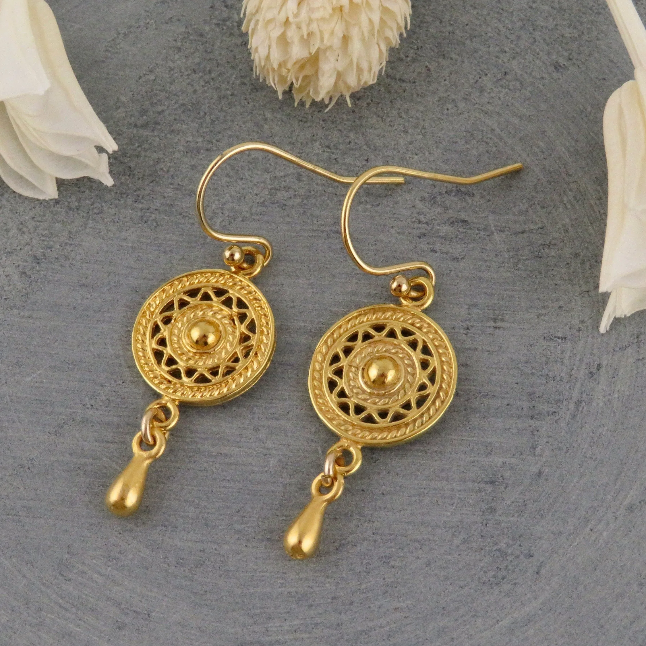 Geo Drop Earrings - Gold