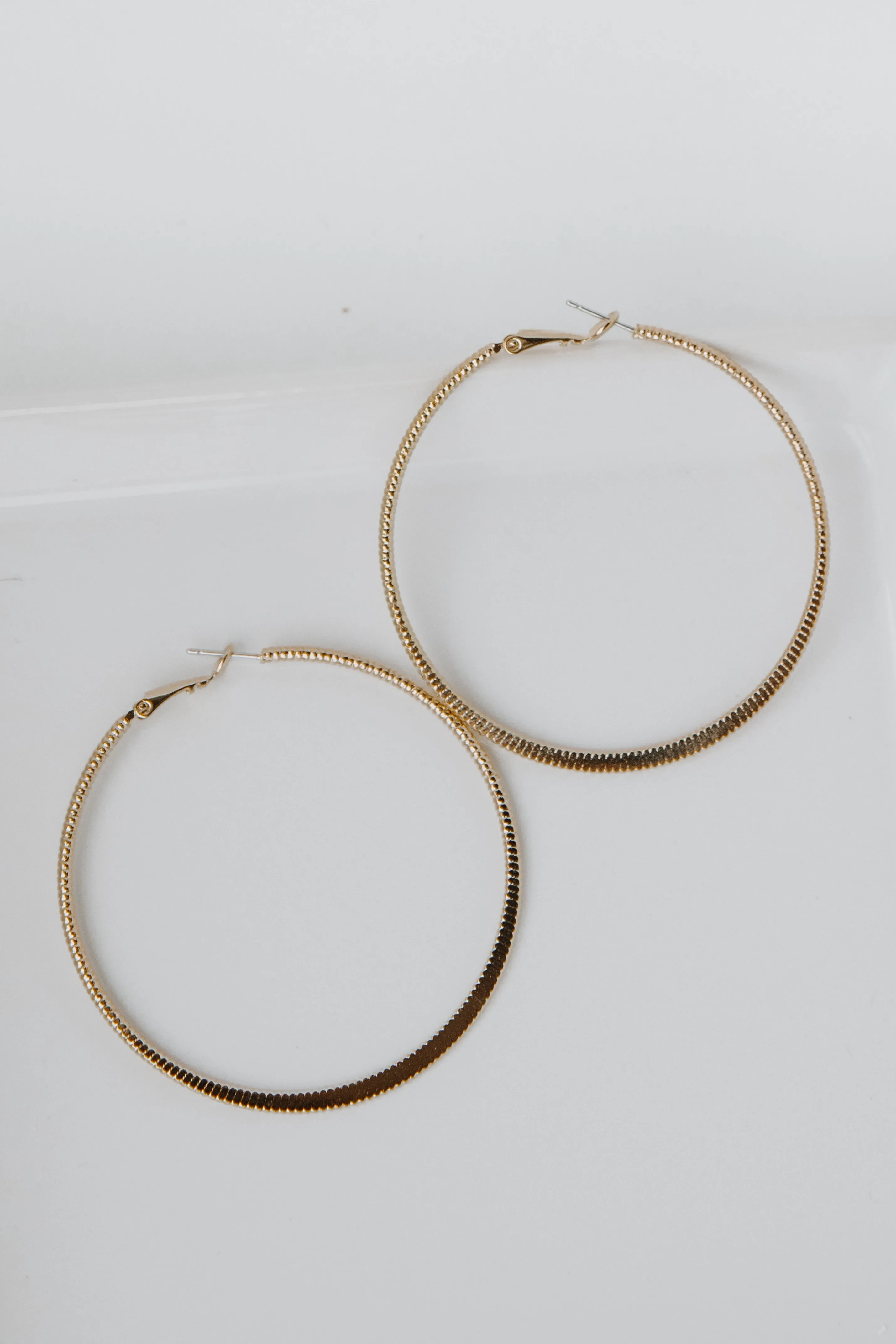 Gia Gold Textured Medium Hoop Earrings