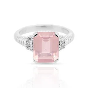 Giga Rose Quartz Ring in Sterling Silver