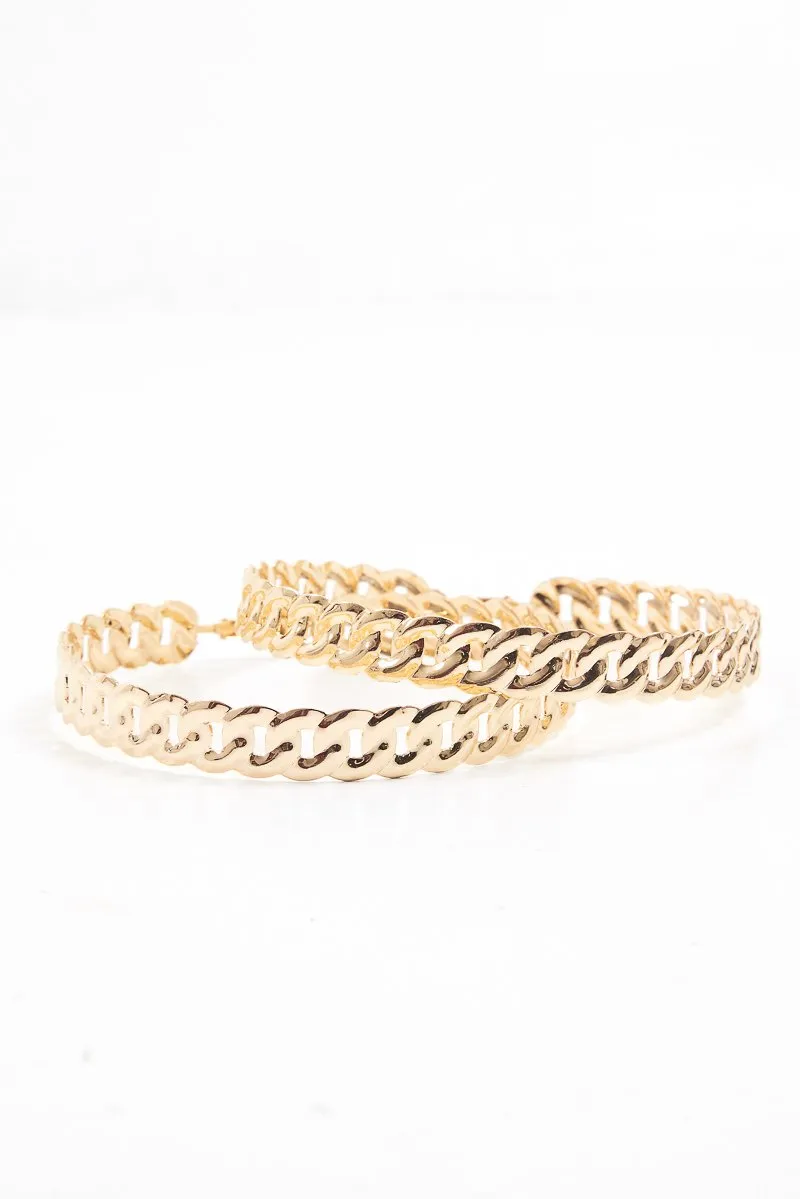 Gold Chain Large Chunky Hoop Earrings - Launa