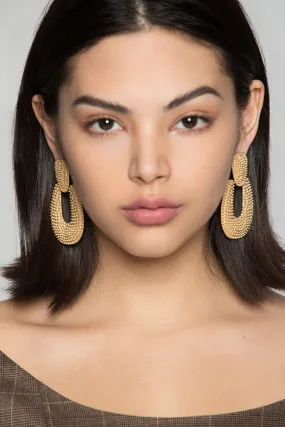 Gold Dotted U- Hoop Earrings