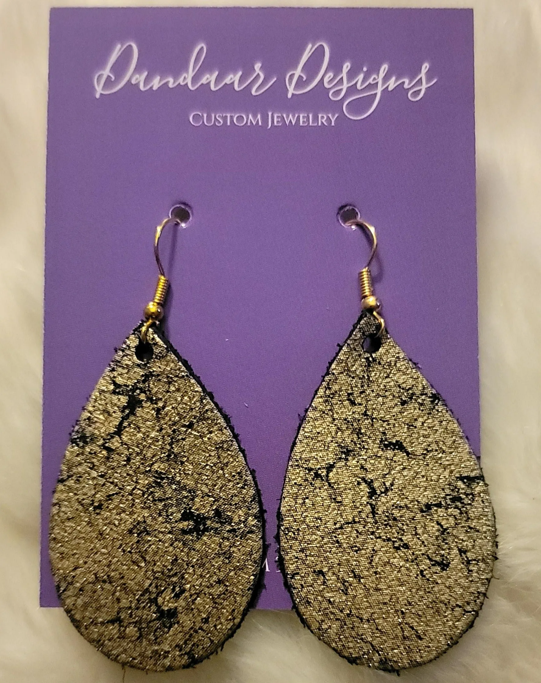 Gold Foil Leather Earrings