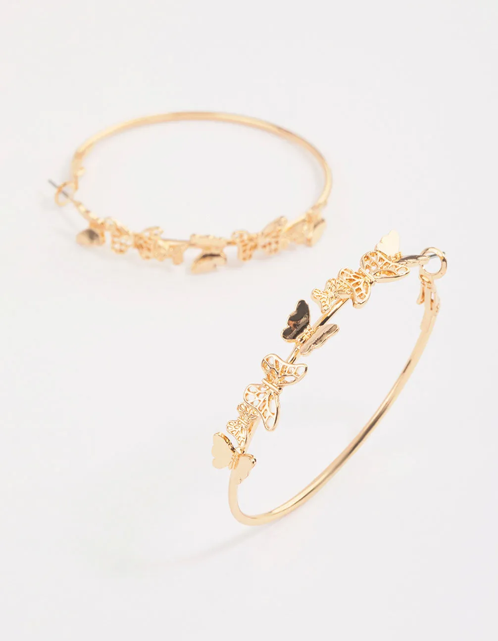 Gold Mini Butterfly Hoop Earrings