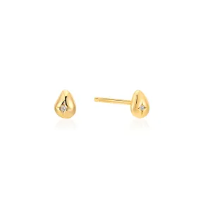 Gold Pebble Sparkle Stud Earrings