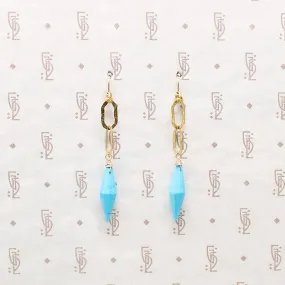 Golden Link & Turquoise Spike Earrings by Brin