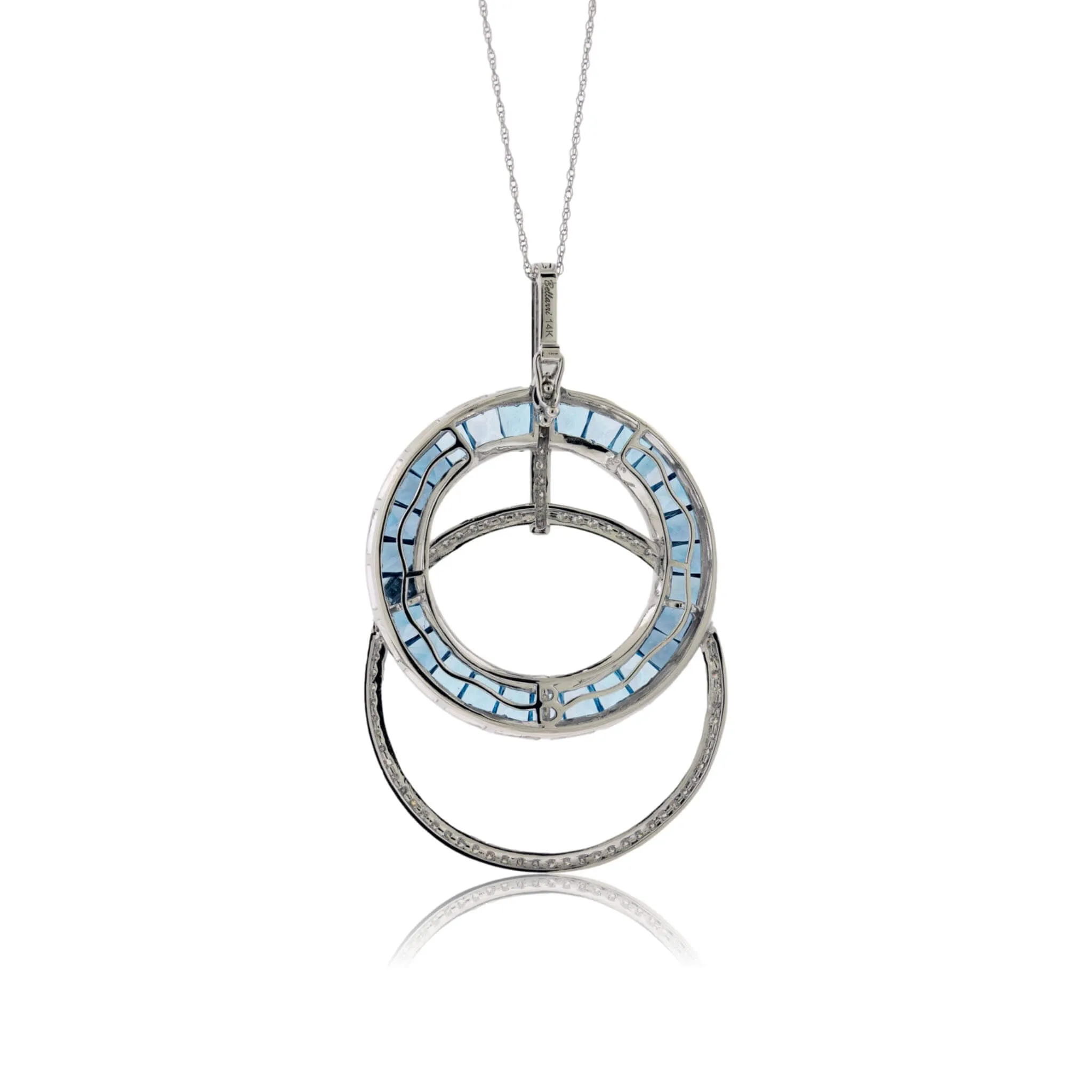 Gradient Sky Blue to London Blue Topaz & Diamond Circle Pendant