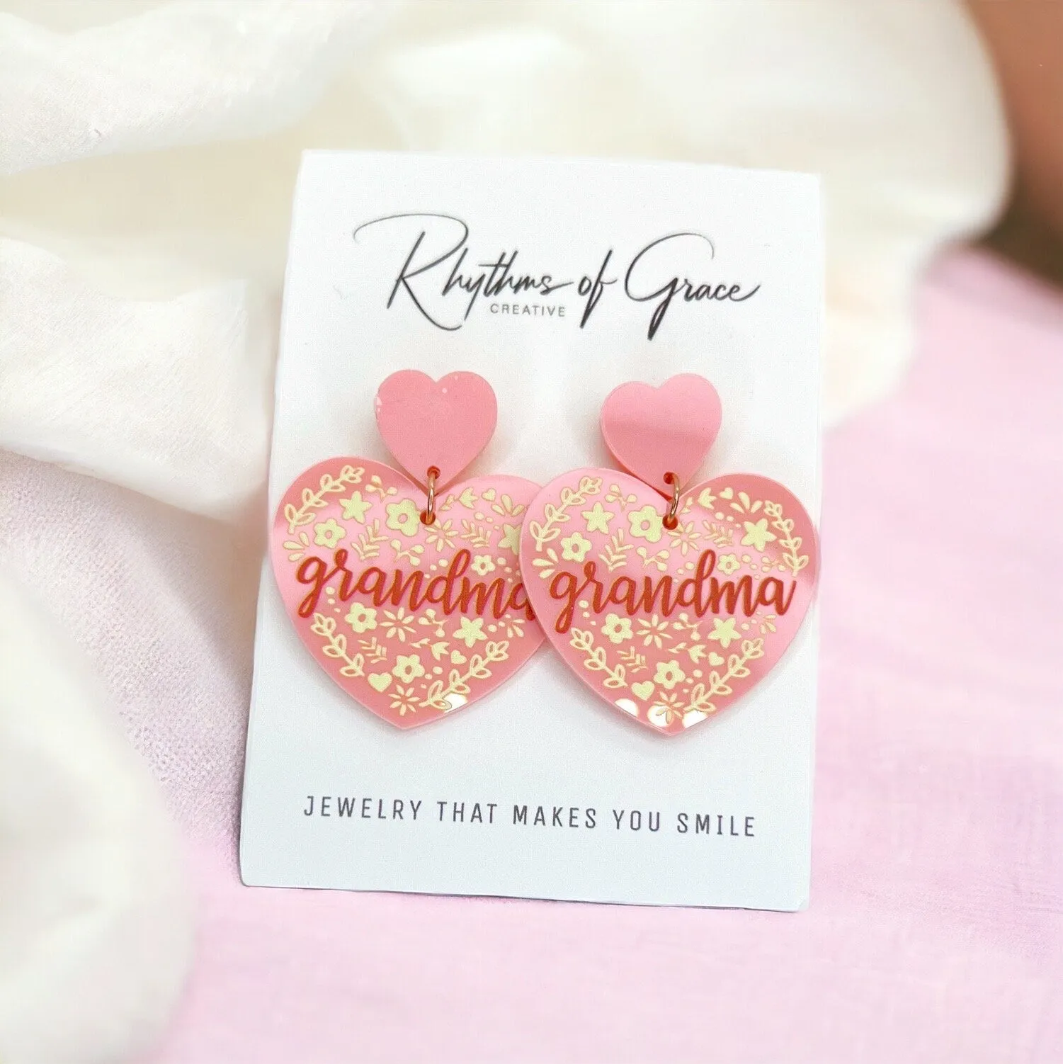 Grandma Earrings - Handmade Earrings, Baby Shower, Mother’s Day, Mom Earrings, Momma Earrings, Pregnancy Announcement, Gender Reveal, Hearts