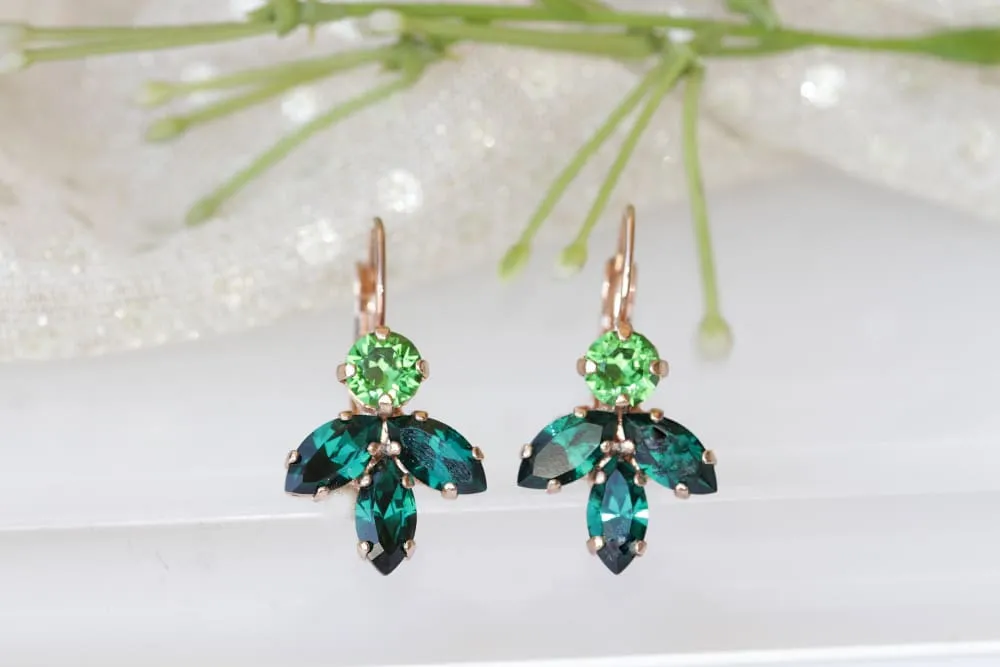 GREEN LEVERBACK EARRINGS