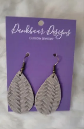 Grey Rope Leather Earrings (Small)