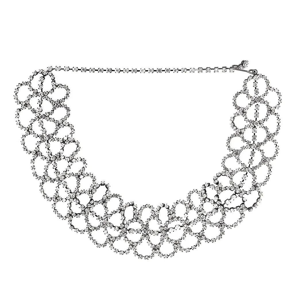 Gunmetal Crystal Lace Choker