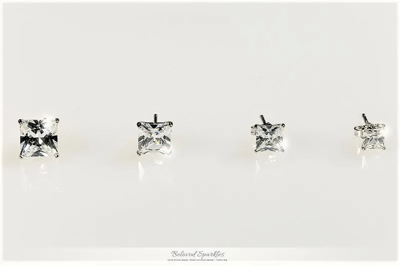 Halsey Princess Cut Stud Earrings – 4mm | .5ct | Sterling Silver