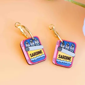 Hand-painted Sardine Can Hoop Earrings - PET15259H