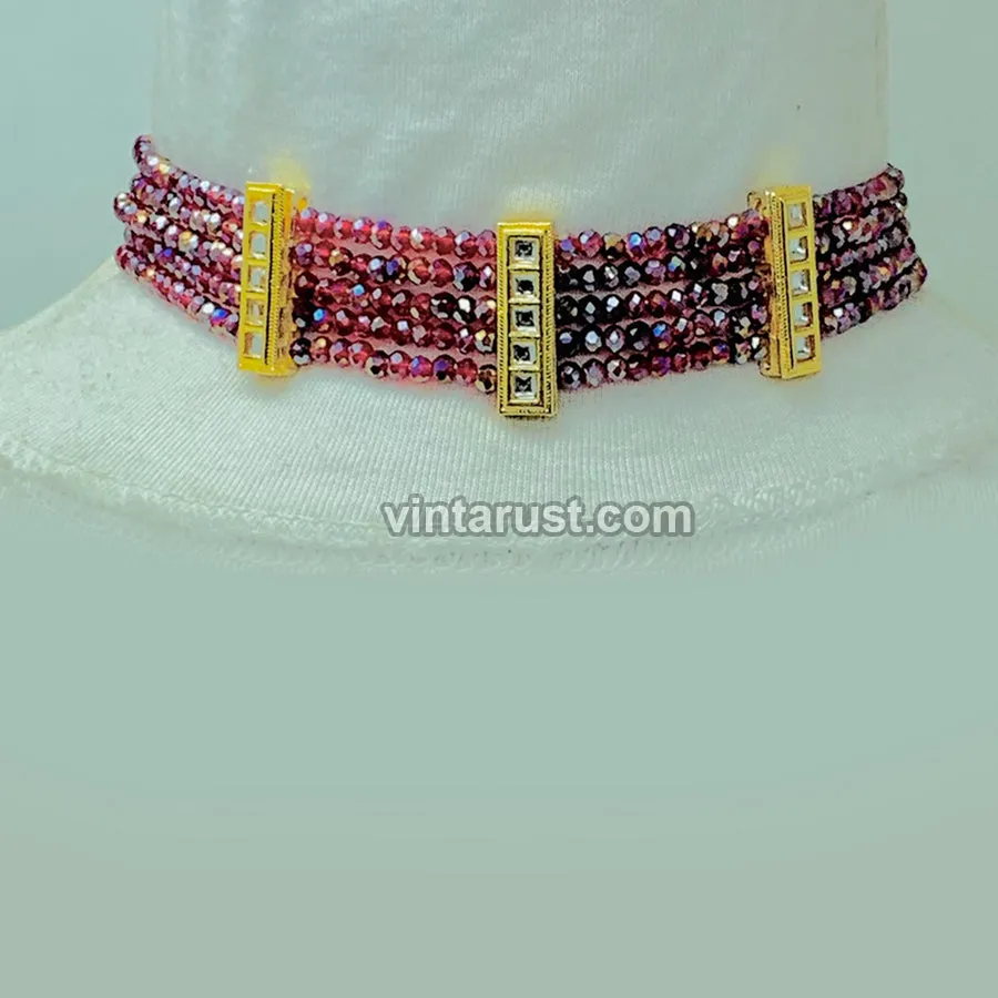 Handmade Maroon Beaded Bohemian Choker Necklace