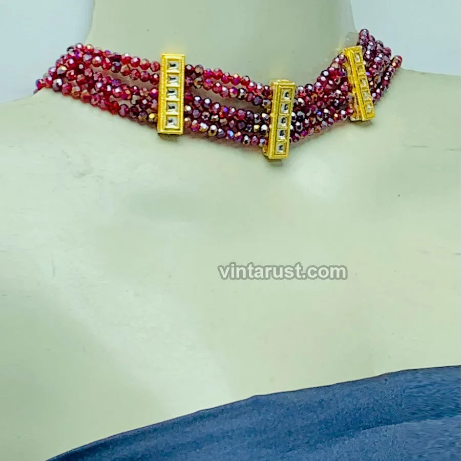 Handmade Maroon Beaded Bohemian Choker Necklace