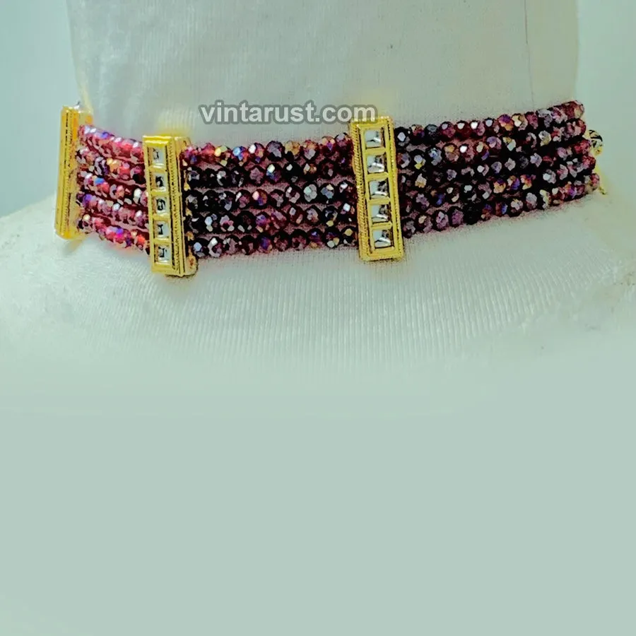 Handmade Maroon Beaded Bohemian Choker Necklace