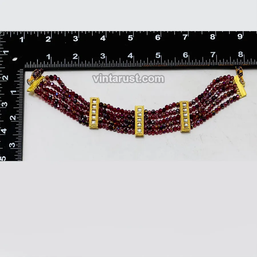 Handmade Maroon Beaded Bohemian Choker Necklace