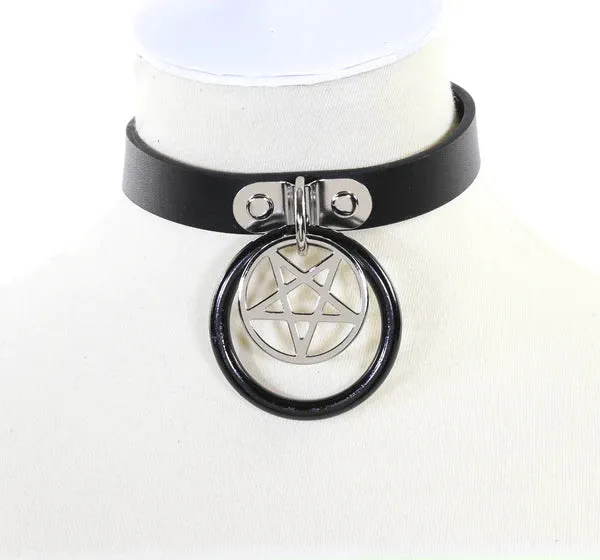 Hanging Ring Pentagram Choker