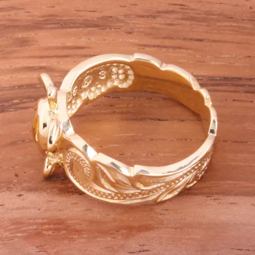 Hawaiian Scroll Yellow Gold Plated Honu Cut Out Edge Toe Ring