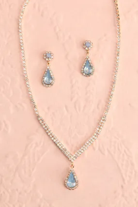 Ivest Blue | Crystal Earrings & Necklace Set