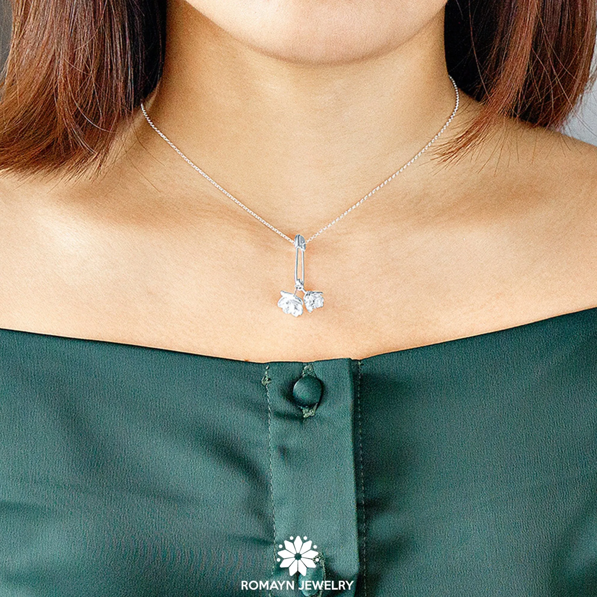 Jasmine Flower Pin Necklace