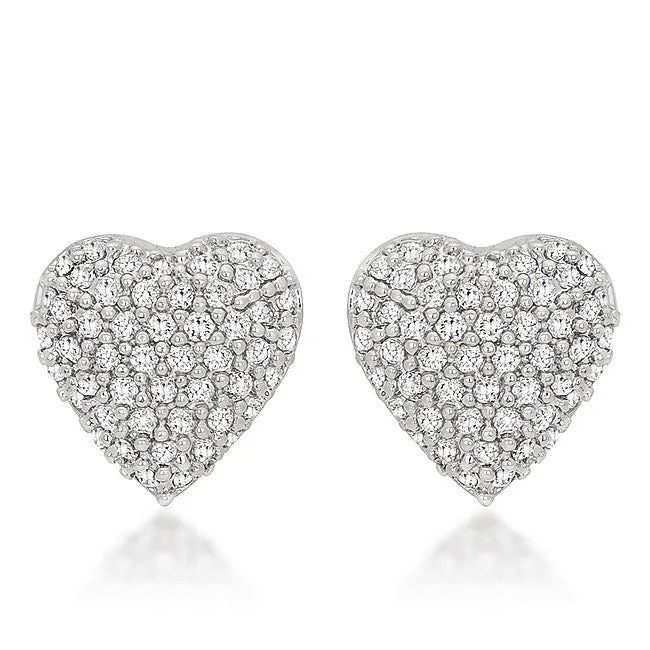 Kendal Pave Heart Stud Earrings  | 0.7ct