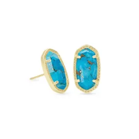 Kendra Scott | Ellie Gold Stud Earrings in Bronze Veined Turquoise Magnesite