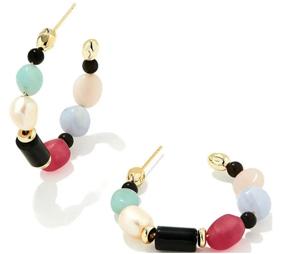 Kendra Scott Willa Beaded Hoop Earrings - Gold Multi Mix