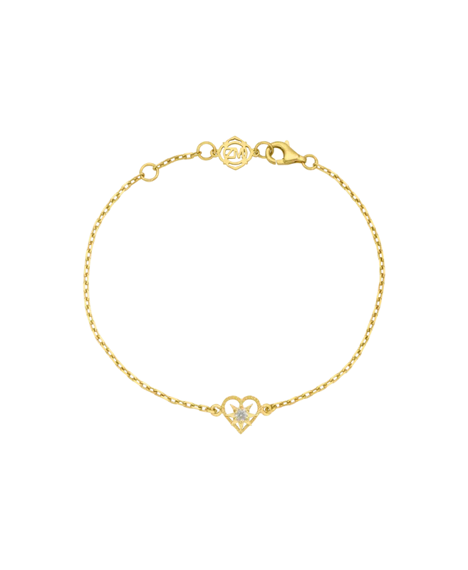 Kind Heart Bracelet | 22k Gold Plate | White Zircon