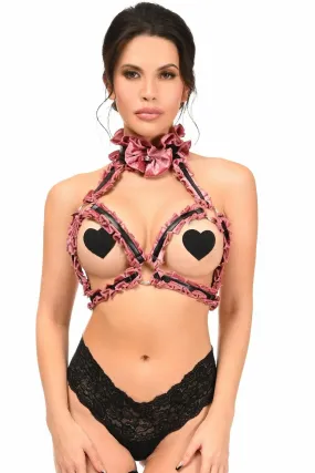 Kitten Collection Dusty Rose Velvet Triangle Top Body Harness