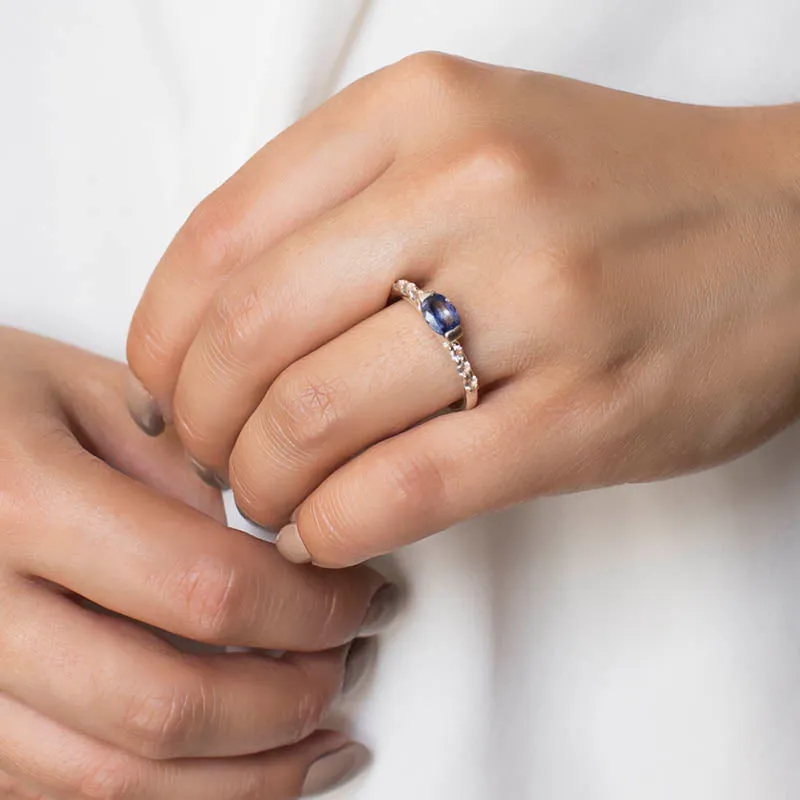 Kyanite and White Topaz Ring