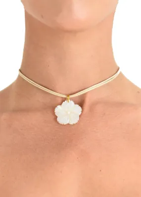 La Flor Pendant Choker | White Double Rope