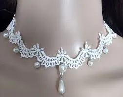 Lace Pearl choker necklace - 2pcs