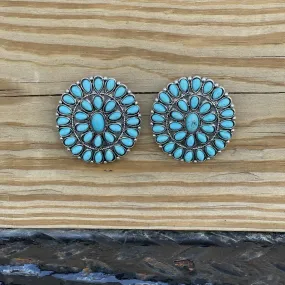 Large Turquoise Cluster Post Earring