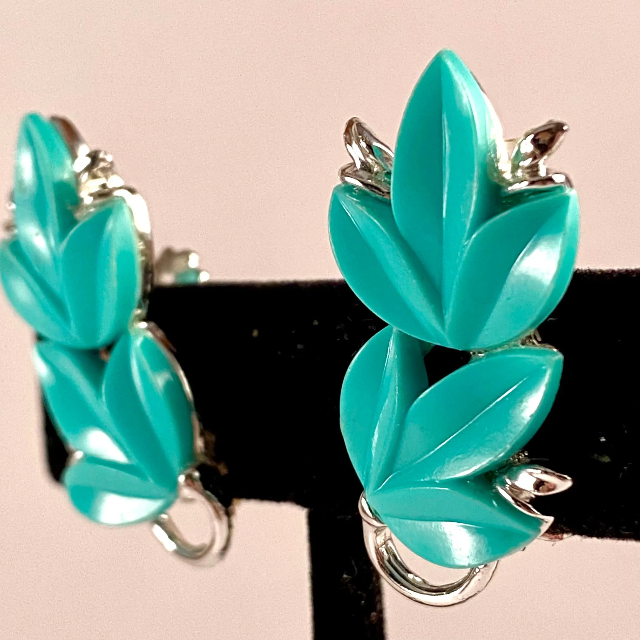 Late 50s/ Early 60s Turquoise Thermoset Earrings