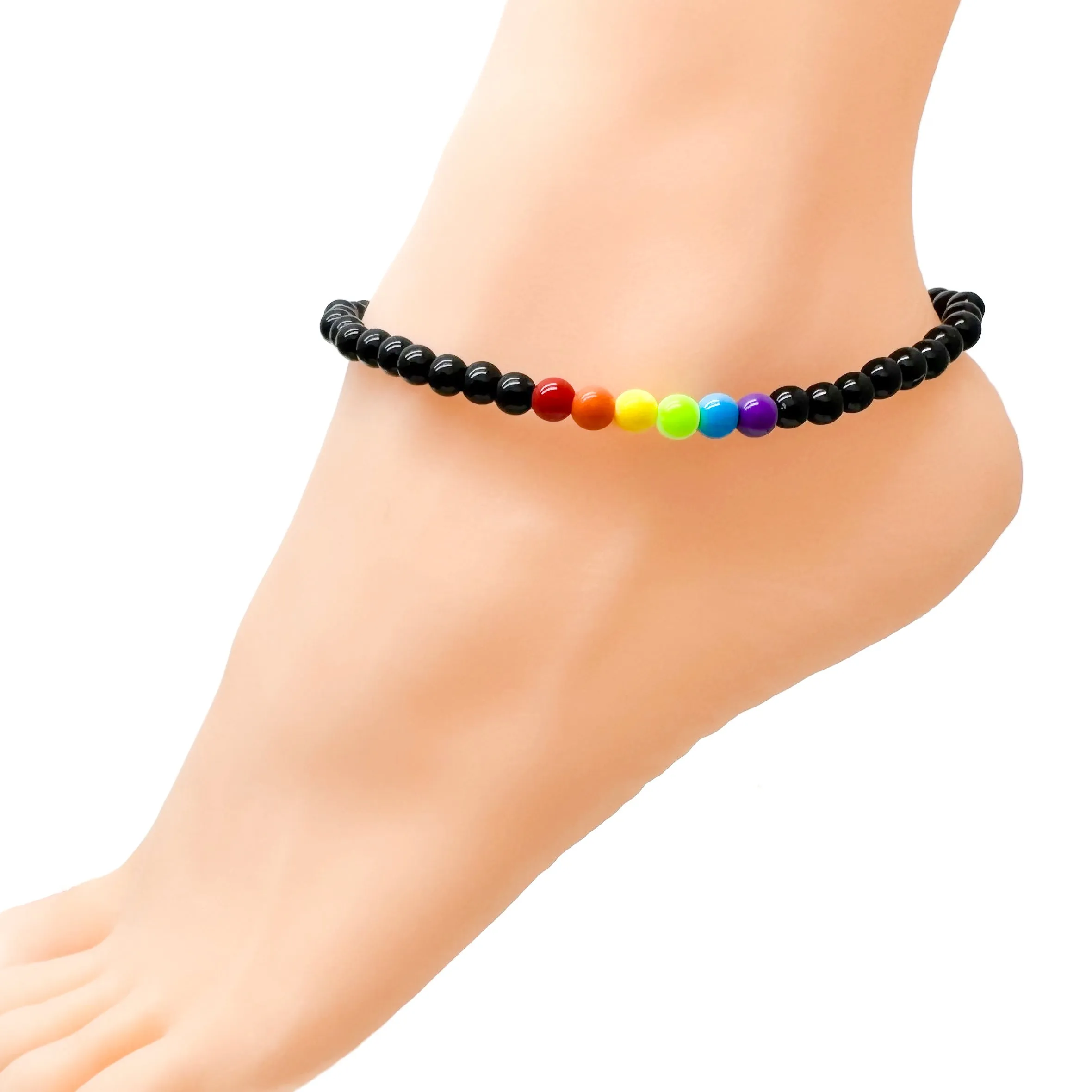 LGBT Rainbow Acrylic Bead Anklet