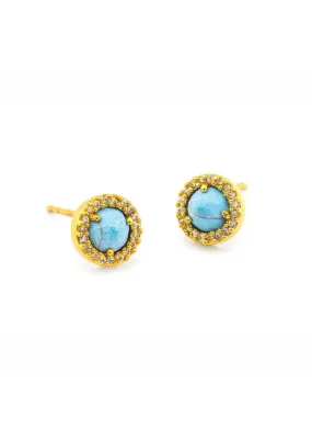 Light Turquoise Pavé Glass Stud Earring