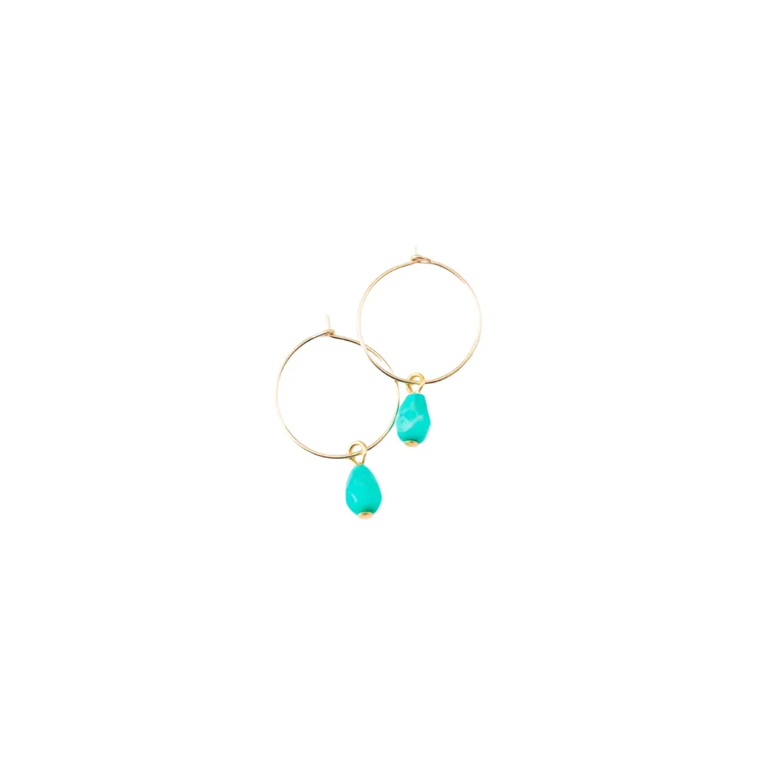 Little Turquoise Bead Hoop Earrings