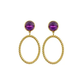 Lucie French Twist & Amethyst Gemstone Earring