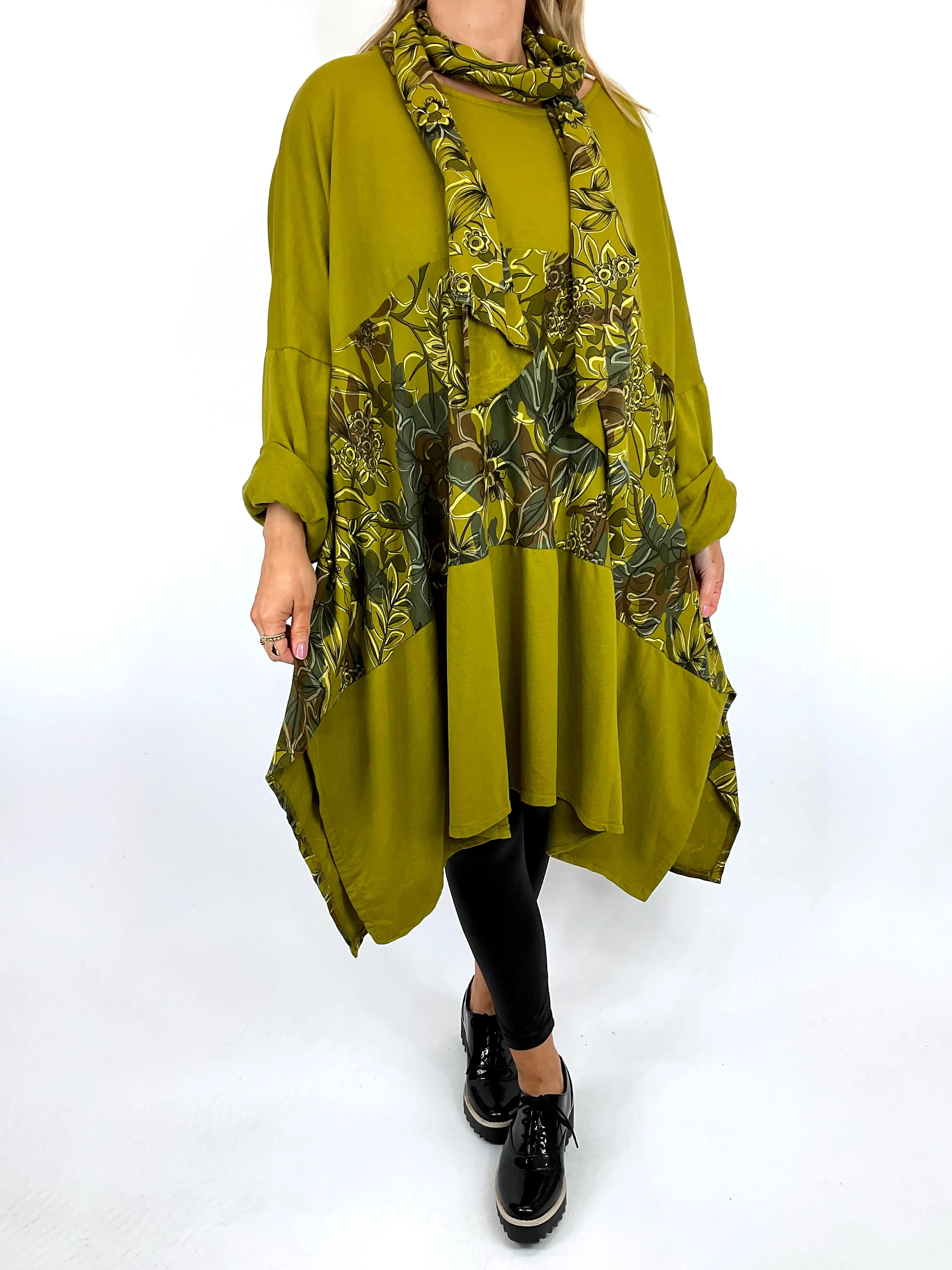 Made in Italy Lagenlook Ashley Scarf Top in Olive. code 11022