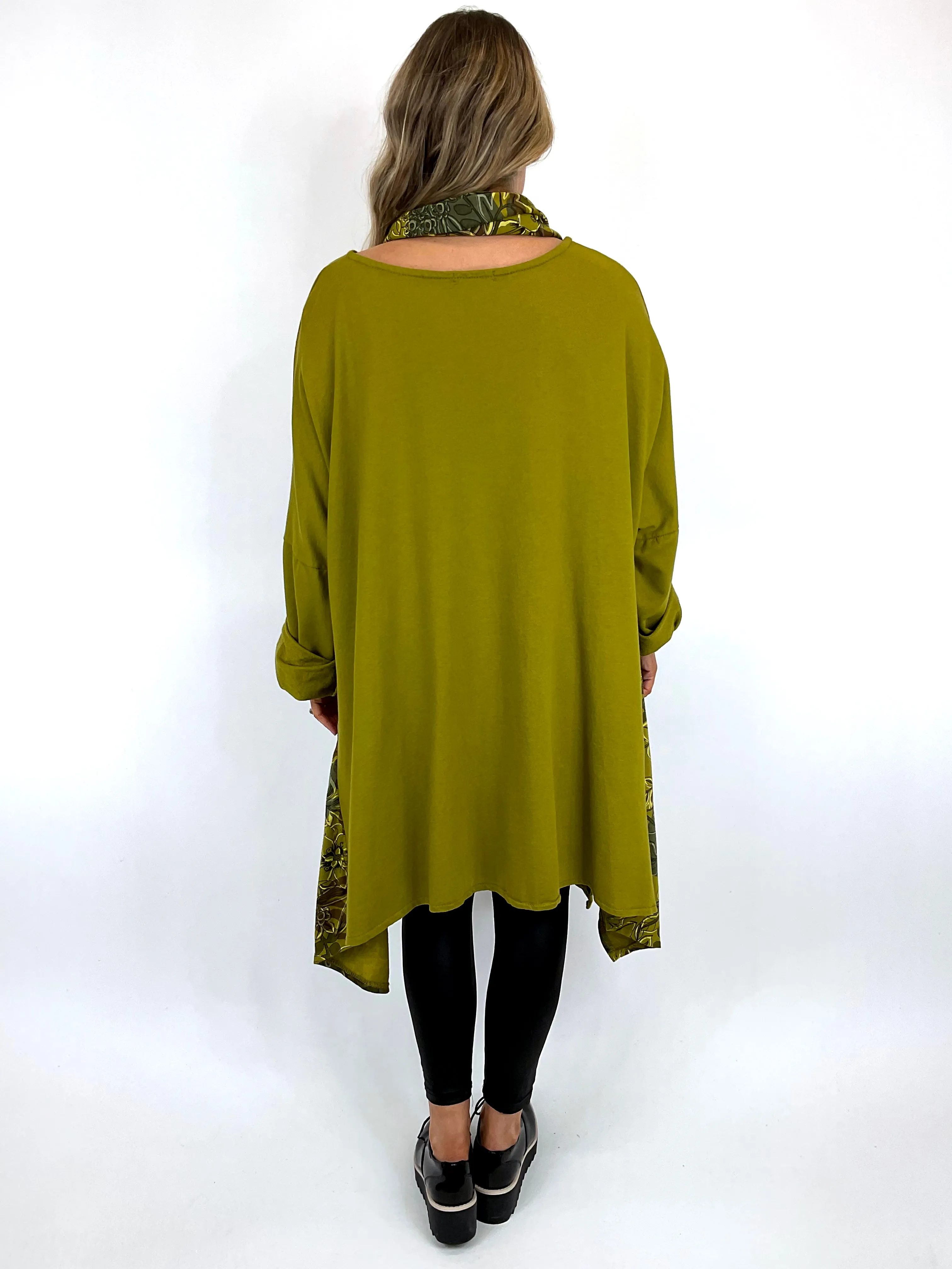 Made in Italy Lagenlook Ashley Scarf Top in Olive. code 11022