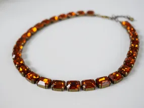 Madeira Topaz Swarovski Crystal Collet Necklace - Small Octagon