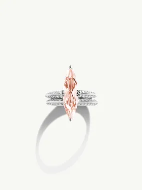 Marei Diamond Halo Marquise-Cut Pink Morganite Engagement Ring In Platinum