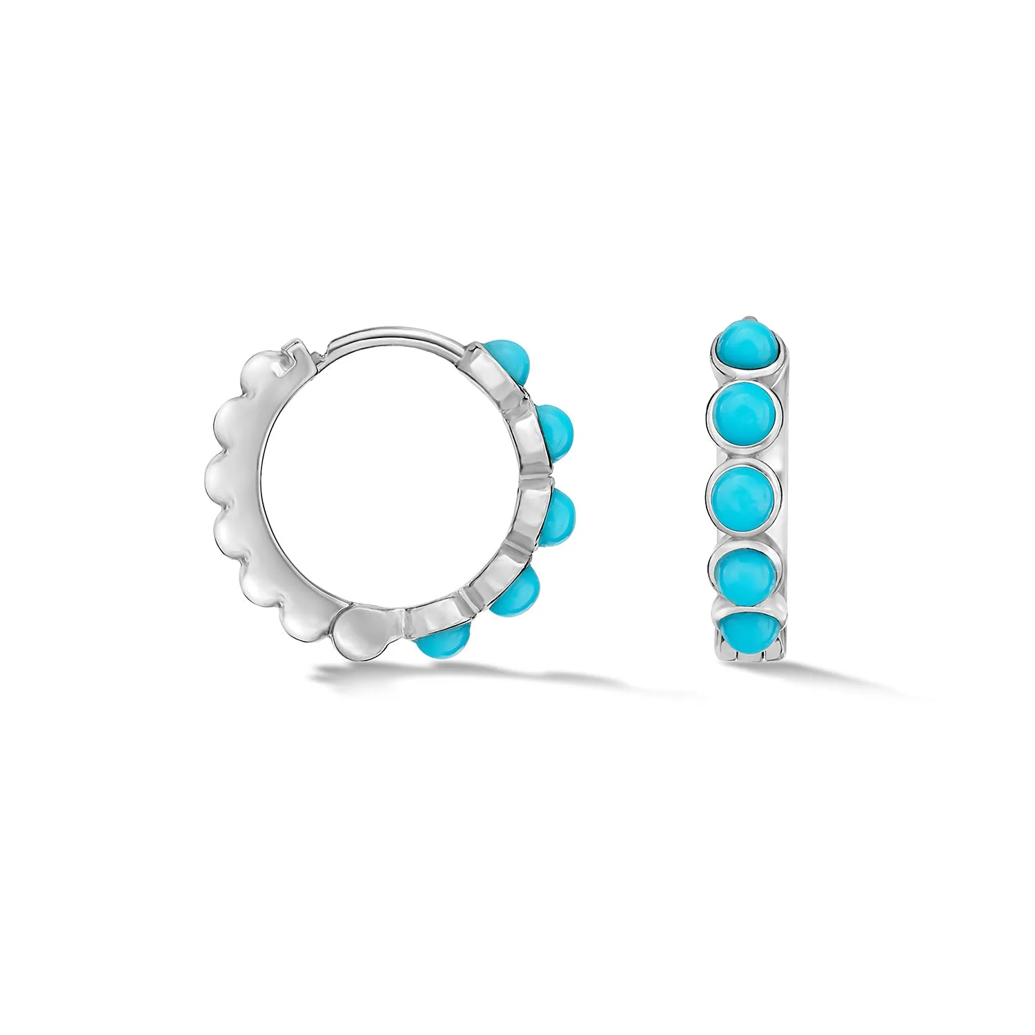 Medium Azure Turquoise Huggie Hoops