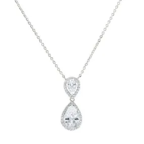 Melba Clear Pear Drop Halo Pendant | 25mm